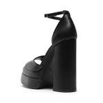 DREAM PAIRS High Heels Chunky Block Platform Heels for Women Ankle Strap Sexy Open Square Toe Heels Dressy Pumps Sandals,Size 7,Black,SDHS2324W