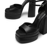 DREAM PAIRS High Heels Chunky Block Platform Heels for Women Ankle Strap Sexy Open Square Toe Heels Dressy Pumps Sandals,Size 7,Black,SDHS2324W