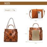 Travistar Floral Handbags and Purses Women - Retro Embossed Leather Top Handle Handbag Set Large Women's Shoulder Bag Trendy Hobo Purse Ladies Bucket Satchel Bags Chic Work Tote with Pouch Brown