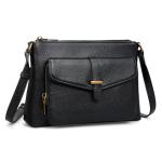 befen Genuine Leather Crossbody Bags for Women Black Leather Purse with Built in Wallet RFID Blocking Crossbody Small Purse for Travel Trendy Women's Crossbody Handbags with Adjustable Strap for Daily