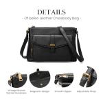 befen Genuine Leather Crossbody Bags for Women Black Leather Purse with Built in Wallet RFID Blocking Crossbody Small Purse for Travel Trendy Women's Crossbody Handbags with Adjustable Strap for Daily