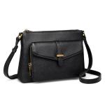 befen Genuine Leather Crossbody Bags for Women Black Leather Purse with Built in Wallet RFID Blocking Crossbody Small Purse for Travel Trendy Women's Crossbody Handbags with Adjustable Strap for Daily