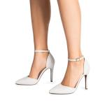DREAM PAIRS Women's White Pointed Toe Stiletto Heels