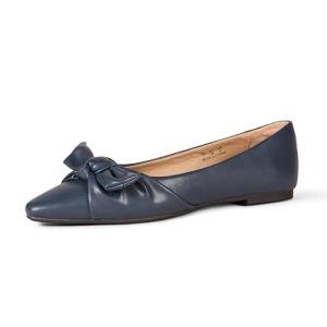 Amazon Essentials Women's Bow Ballet Flat, Navy, 9