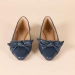 Amazon Essentials Women's Bow Ballet Flat, Navy, 9