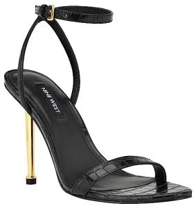 Heeled Sandal Black Croco 006 Black Croco 006 Stay fashionable Nine West Reina dress sandal This features simple sexy silhouette paired skinny high heel trendy almond toe Perfect dressing down Founded 1978, empowers women take world style, day night Open Toe