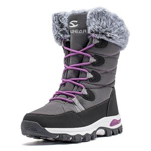 HOBIBEAR Women's Waterproof Winter Snow Boots Lightweight Warm Faux Fur Lined Mid-Calf Booties（Grey/New,8