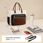 LOVEVOOK 17 Inch Laptop Tote Bag for Women, Teacher Nurse Work Bags, Laptop Bag With Large Cup Holder, Professional Briefcase Business Computer Purses Handbag, Black-Beige-Brown