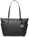 Michael Kors Jet Set East West Tote, Silver-Tone Hardware/Black
