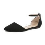 DREAM PAIRS Flapointed Women's Casual D'Orsay Pointed Plain Ballet Comfort Soft Slip On Flats Shoes,Size 8.5,Black/Nubuck,Flapointed