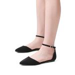 DREAM PAIRS Flapointed Women's Casual D'Orsay Pointed Plain Ballet Comfort Soft Slip On Flats Shoes,Size 8.5,Black/Nubuck,Flapointed