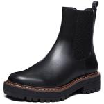 Athlefit Women's Chelsea Ankle Boots Platform Slip On Chunky Heel Lug Sole Leather Booties Black 9