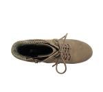 Soda Single Lug Sole Chunky Heel Combat Ankle Boot Lace up w/Side Zipper (Light Taupe, 7.5)