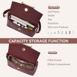 BOSTANTEN Small Crossbody Bags for Women Trendy Top Handle Shoulder Purse Vegan Leather Handbags with Flap Wine Red