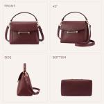 BOSTANTEN Small Crossbody Bags for Women Trendy Top Handle Shoulder Purse Vegan Leather Handbags with Flap Wine Red