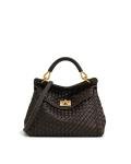JW PEI Women's Lucia Classic Top Handle Woven Bag - Dark Brown
