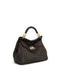 JW PEI Women's Lucia Classic Top Handle Woven Bag - Dark Brown