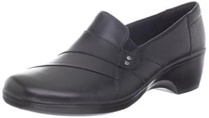 Clarks Women's May Marigold Slip-On Loafer, Black Leather, 9 M US