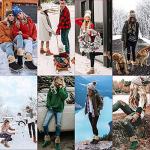 VIMISAOI Winter Boots for Women, Comfortable Slip On Mid Chunky Heel Suede Warm Snow Ankle Boots Outdoor Shoes