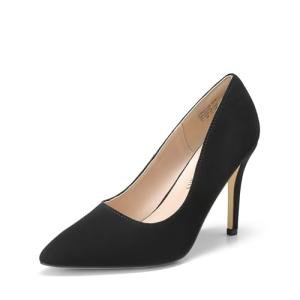DREAM PAIRS Women's Closed Toe High Heels Dress Pointed Toe Wedding Pump Shoes,Size 8,Black/Nubuck