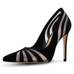 HOCHFART Women's High Heels Pumps Pointed Toe Mesh Stiletto Heels 4.3 Inch Office Work Daily Dress Shoes for Women, Size 8, Black