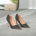 DREAM PAIRS Women's Closed Toe High Heels Dress Pointed Toe Wedding Pump Shoes,Size 8,Black/Nubuck