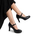 DREAM PAIRS Women's Pumps Close Toe Classic High Heels Round Toe Comfortable Low Platform Mary Jane Dress Shoes,Size 11,Black,SDPU2425W
