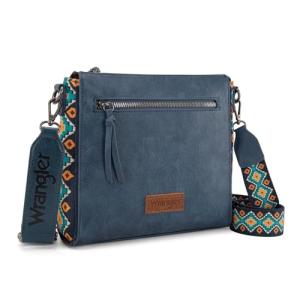 Wrangler Crossbody Bag for Women Western Aztec Crossbody Purse Meidum Shoulder Handbag Mom Purse with Wide Strap for Everyday Travel WG205-9360NY