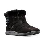 Clarks CloudSteppers Women's Breeze Cozy Ankle Boot, Black, 7 W US