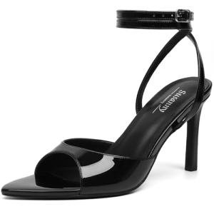 Susanny Strappy Heels for Women Black High Heels Sandals Open Toe Ankle Strap Lace Up Heels Stiletto Sexy Pumps Wedding Guest Party Evening Prom Dance Dress Shoes 8