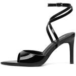 Susanny Strappy Heels for Women Black High Heels Sandals Open Toe Ankle Strap Lace Up Heels Stiletto Sexy Pumps Wedding Guest Party Evening Prom Dance Dress Shoes 8