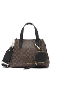 Calvin Klein Millie 2 in 1 Triple Compartment Mini Satchel Crossbody, Brown/Khaki/Black, One Size