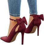 Fashare Womens High Heels Bow Tie Stiletto Ankle Strap Wedding Dress Pumps Shoes