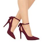 Fashare Womens High Heels Bow Tie Stiletto Ankle Strap Wedding Dress Pumps Shoes