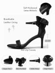 Coutgo Womens High Heels Sandals Lace Bow Tie Back Open Toe Ankle Strap Sexy Stiletto Wedding Party Dress Shoes, Black, Size 8.5