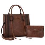 Wrangler Tote Bag for Women Western Purse Top Handle Satchel Purse and Wallet Set 2Pcs Gift WG2-242DBR