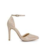 DREAM PAIRS Women's Oppointed-Lacey Pointed Toe Ankle Strap High Heel Stiletto Pumps Wedding Dress Shoes,Size 8.5,Gold/Glitter,Oppointed_Lacey