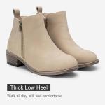 Jeossy Women's Ankle Boots, Low Heel Trendy Dress Booties, 905 - Tan Nubuck, Size 8.5 US - Zipper and Round Toe (DJY905 tan Nubuck 08.5)