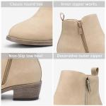 Jeossy Women's Ankle Boots, Low Heel Trendy Dress Booties, 905 - Tan Nubuck, Size 8.5 US - Zipper and Round Toe (DJY905 tan Nubuck 08.5)
