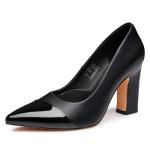 Trary Black Heels Closed Pointed Toe Chunky Pumps Shoes Women Comfortable Block High Heels Slip-On Office Party Wedding Dress Women's Shoes 3.54" Heel Size 8