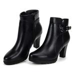 mysoft Women's Zipper Booties Chunky Stacked Heel Ankle Boots Buckle Strap Ankle