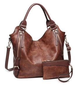 Women Tote Bag Handbags PU Leather Fashion Hobo Shoulder Bags with Adjustable Shoulder Strap, L, Brown