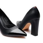 Trary Black Heels Closed Pointed Toe Chunky Pumps Shoes Women Comfortable Block High Heels Slip-On Office Party Wedding Dress Women's Shoes 3.54" Heel Size 8