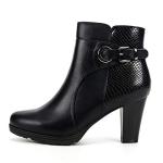 mysoft Women's Zipper Booties Chunky Stacked Heel Ankle Boots Buckle Strap Ankle
