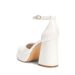 DREAM PAIRS Women's Chunky Platform High Heels Closed Toe Block Ankle Strap Dress Wedding Party Pumps Shoes,Size 8,White-Pu,SDPU2372W