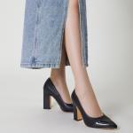 Trary Black Heels Closed Pointed Toe Chunky Pumps Shoes Women Comfortable Block High Heels Slip-On Office Party Wedding Dress Women's Shoes 3.54" Heel Size 8