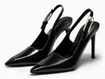 Coutgo Women's Slingback High Heels Pointed Toe Stilettos Metal Buckle Dress Party Pump Shoes, Black, Size 8