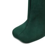 VOZTOLLS Knee High Boots Square Toe Suede Kitten Heel Tall Boots for Women Fashion Dress Fall Womens Long Boots Green Size 10