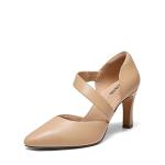 DREAM PAIRS Women's High Heels Pumps Dress Closed Pointed Toe Comfortable D'Orsay Pumps Shoes for Work Office Wedding Dancing Charmane,Size 8,Nude-Pu,SDPU2350W