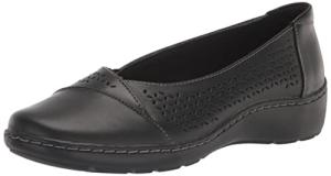 Clarks Collection Women's Cora Iris Ballet Flat, Black Leather, 10 Medium US